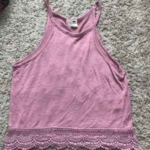LA HEARTS dusty pink crochet tank